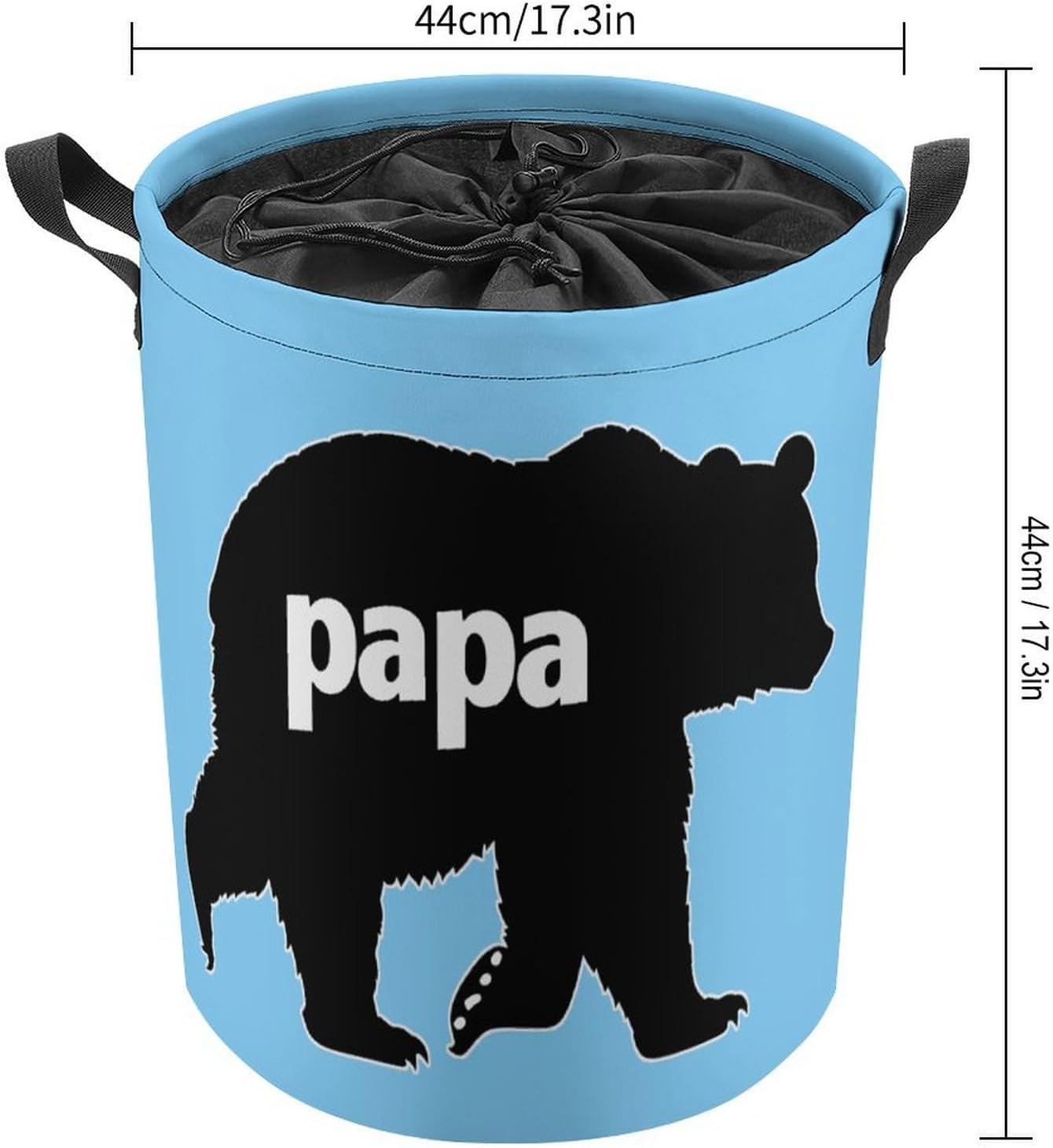 Papa Bear Laundry Basket Dirty Clothes Hamper Storage Laundry Bag with Handles for Dorm Room 44x44cm