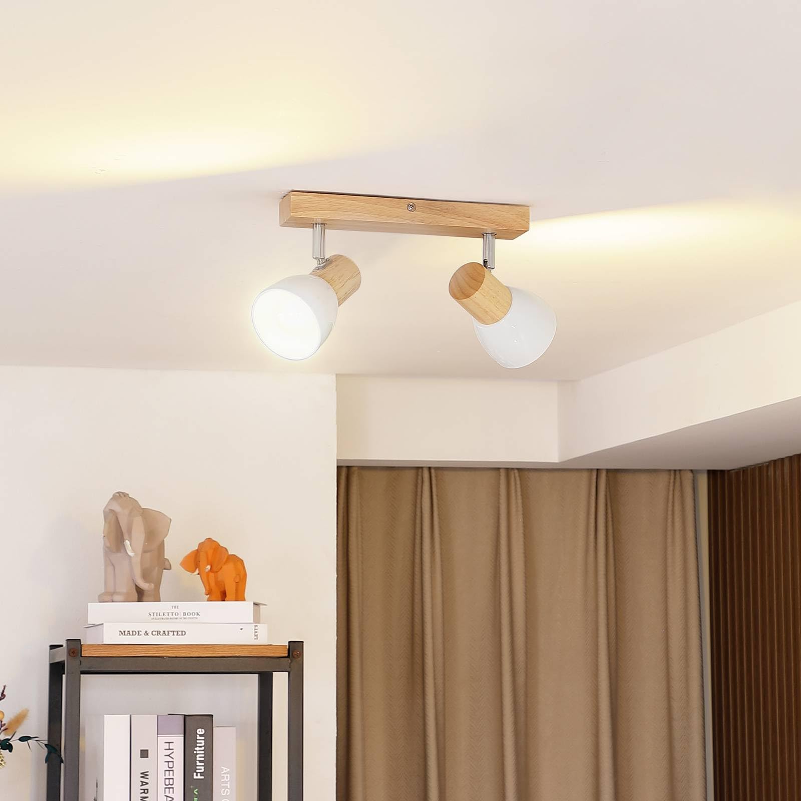 Lindby Faretto dimmerabile (Scandinavo) colore Ocra, in Legno ad es. Soggiorno & Sala da pranzo Lampada incasso plafoniera applique