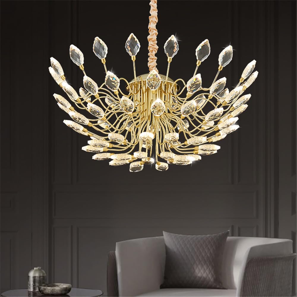 SXWNBIFH Modern Luxury Living Room Crystal Chandelier LED Fashion Creativity Restaurant Bedroom Villa Hotel Duplex Staircase Pendent Lamp (C D80CM)