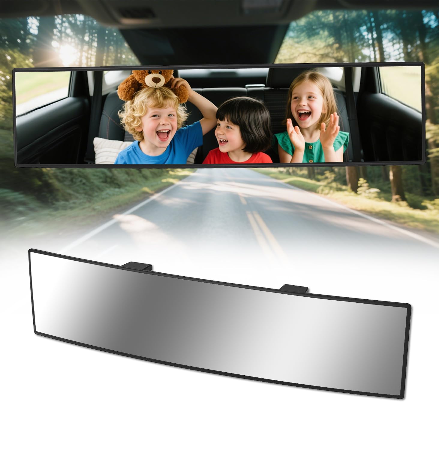 HmmtyRack 14 Chrome Anti-glare Panoramic Rear View Mirror