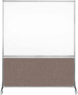 DivideWrite Mobile Whiteboard | Double Sided Dry Erase Board | Portable Office Cubicle Partition | Display for Classrooms, Conference Rooms, Meeting Areas and More | Latte Fabric 5' Wide X 6' Tall
