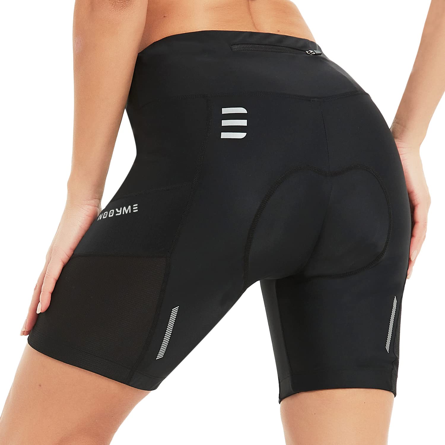NOOYME Short de Cyclisme pour Femme - Rembourré 4D - avec Poche - Short de Cyclisme élastique et Respirant - avec Rembourrage Large et Dense - sans Douleur - Séchage Rapide - pour Femme