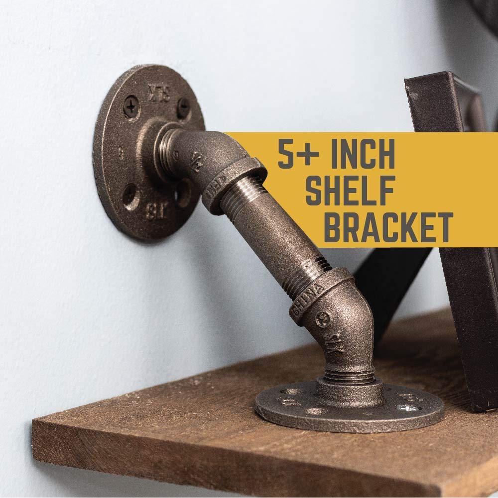 Pipe Shelf Brackets, Industrial Angled Bracket for Rustic Floating