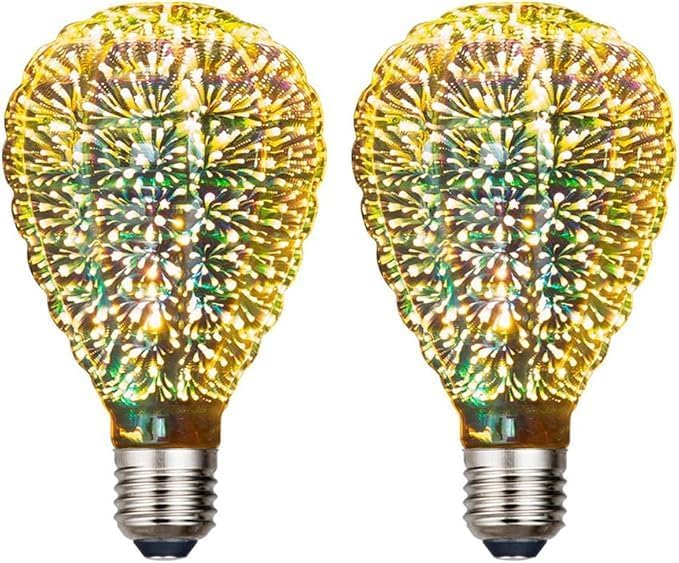 2 Pack 3D Firework Bulb LED Light Vintage Bulbs, LED Bulb E27 AC 85-220V 4W G95 Retro Edison Bulb Starry Light for Holiday Christmas Decoration ﻿ ﻿ (Hot air Balloon)