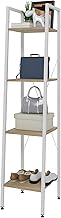 SSTR0041 Ladder Bookcase Shelving Unit in Steel Wood 4 Shelves Industrial Design Multifunctional Shelving for Kitchen Living Room White + Light Oak