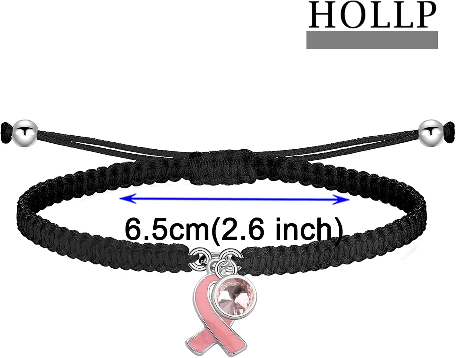 HOLLP Breast Cancer Warrior Gift Pink Ribbon Braided Rope Bracelet Fight Cancer Bracelet Cancer Gifts for Women With Card - Image 2