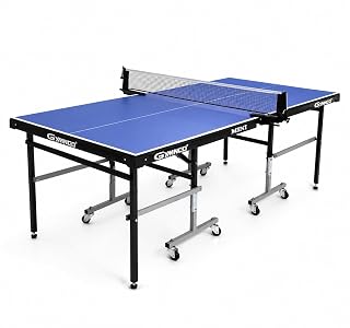GYMNCO Mini Wood Table Tennis Table (6x3 ft) with Wheel (Laminated Top 18 mm + 2 TT Racket & Balls