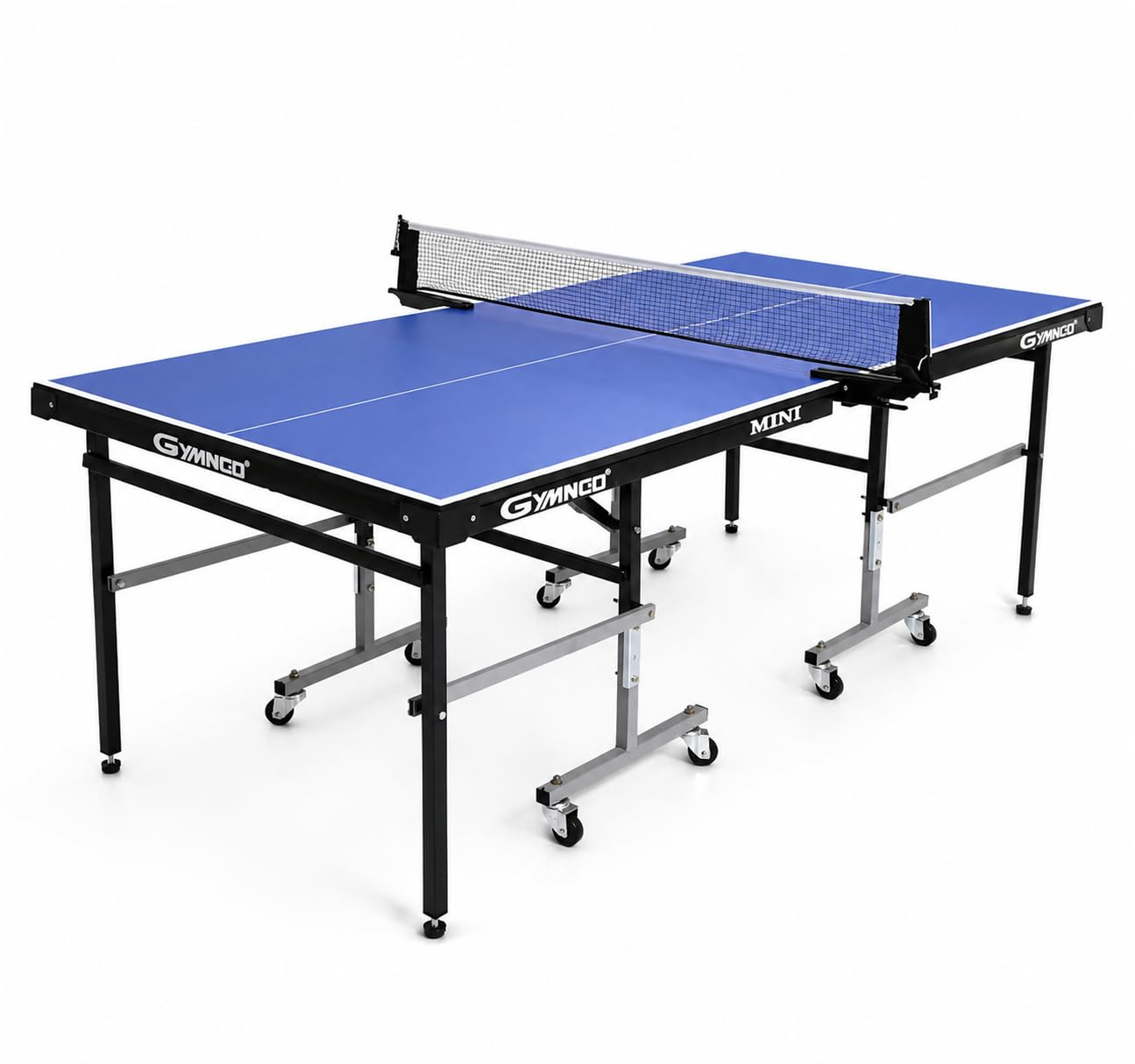 GYMNCO Mini Wood Table Tennis Table (6x3 ft) with Wheel (Laminated Top 18 mm + 2 TT Racket & Balls-image-10