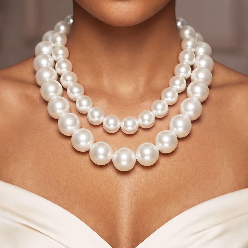 Zoestar Chunky Pearl Choker Necklace White Pearl Necklaces Jewelry Accessories for Women