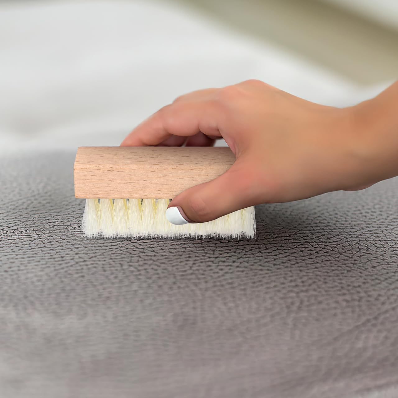 GLEAVI 4Pcs Shoe Cleaning Brush Set: Sturdy Wood Handle Soft Nylon Bristle Scrubbers, 3.7 Inch Portable Dirt Remover for Sneakers, Suede & Leather Boots