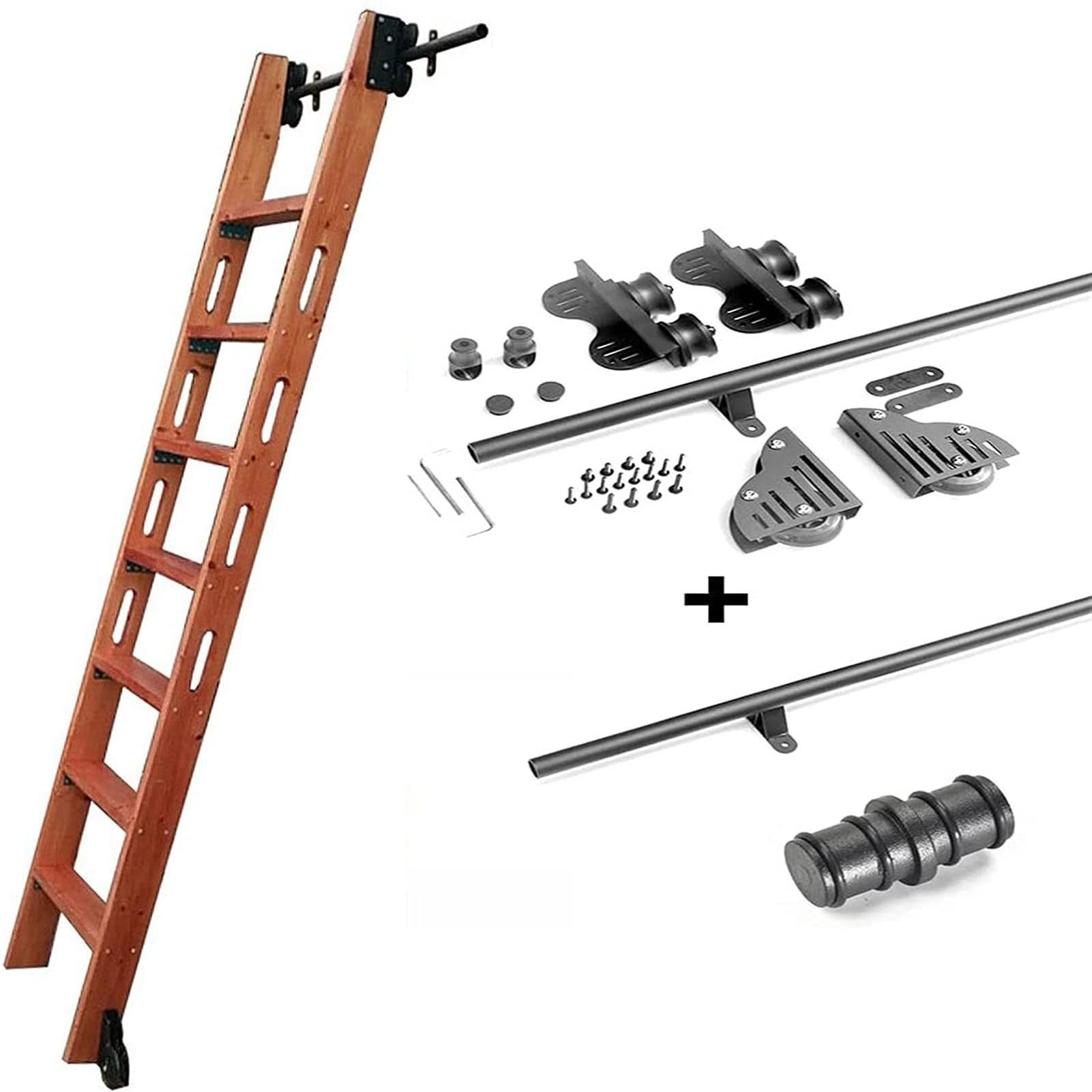 Kit di ferramenta per scaletta per libreria a rotelle - Accessori per ferramenta per Porte scorrevoli per fienile - Kit di ferramenta per scaletta Mobile per libreria - Materiale in Acciaio inossidab