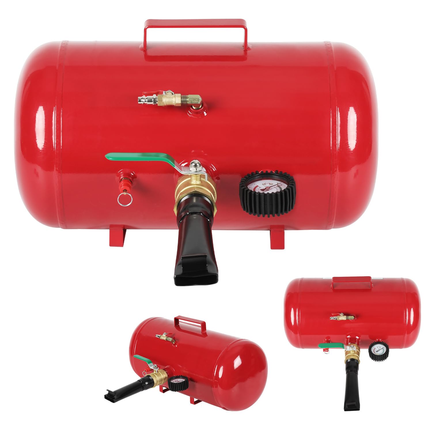Opony Booster 40 l, sprężarka powietrza z zaworem bezpieczeństwa, maks. 10 bar, do samochodów, ciężarówek, traktorów i innych, w kolorze czerwonym, w zestawie akcesoria, wysokie ciśnienie