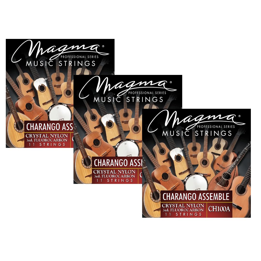 Magma Charango Assemble Strings - Crystal Nylon String Sets with a Special Fluorocarbon 3rd String - (CH100A) - 3 Sets