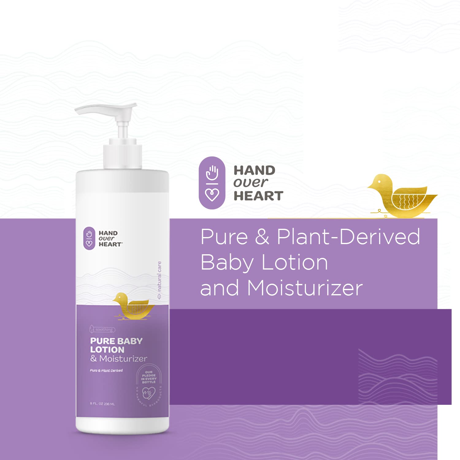 Hand over Heart Plant Derived Baby Lotion and Moisturizer - Hypoallergenic Skin Care - Contains Soothing Ingredients, Nourishes, Moisturizes & Protects, Specially Formulated for Baby's Sensitive Skin