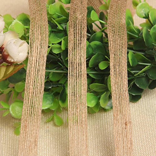 Folai 3 Rolls Of Natural Burlap Fabric With Beautiful Burlap Ribbon Wedding Event Party And Home Decoration Long 10M Wide 2Cm Each Roll #TOP3