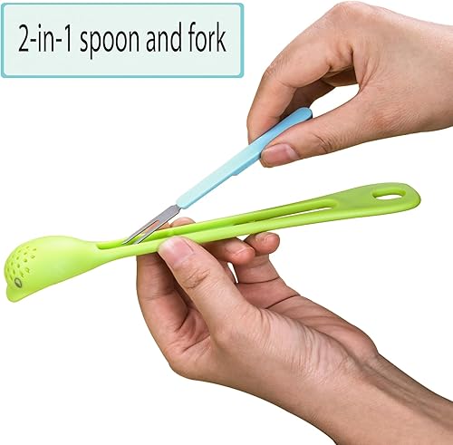 Miniatura 2 de Juego de 2 tenedores para pepinillos, cuchara de aceituna, cuchara y tenedor, para latas de aceitunas de cocina, cebollas, pepinos, cuchara ranurada