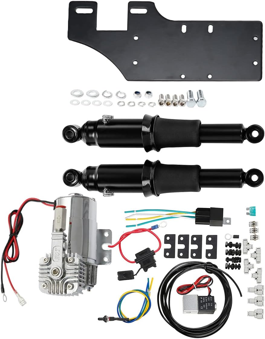 Adjustable Rear Air Ride Suspension, SLMOTO Air Ride Suspension Kit Fit for Harley Touring Electra Glide Road King Street Glide Road Glide Special Ultra Limited Road King Glide 1994-2025