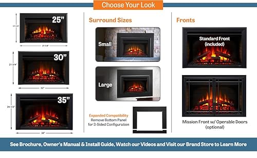 Simplifire Electric Fireplace Insert, 35-Inch, Contemporary Front, Installs Into A Wood Fireplace Opening, Textured Logs, Multi-Function Remote With Timer, 1500W Heater #TOP7