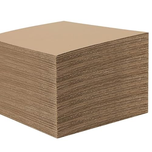 MUKLEI 60 Pack 11.8 x 11.8 Inch Corrugated Cardboard Sheets, 1/8"(3mm) Thick Corrugated Cardboard Filler Inserts Flat Kraft Cardboard Sheets for Shipping, Mailing, Crafts