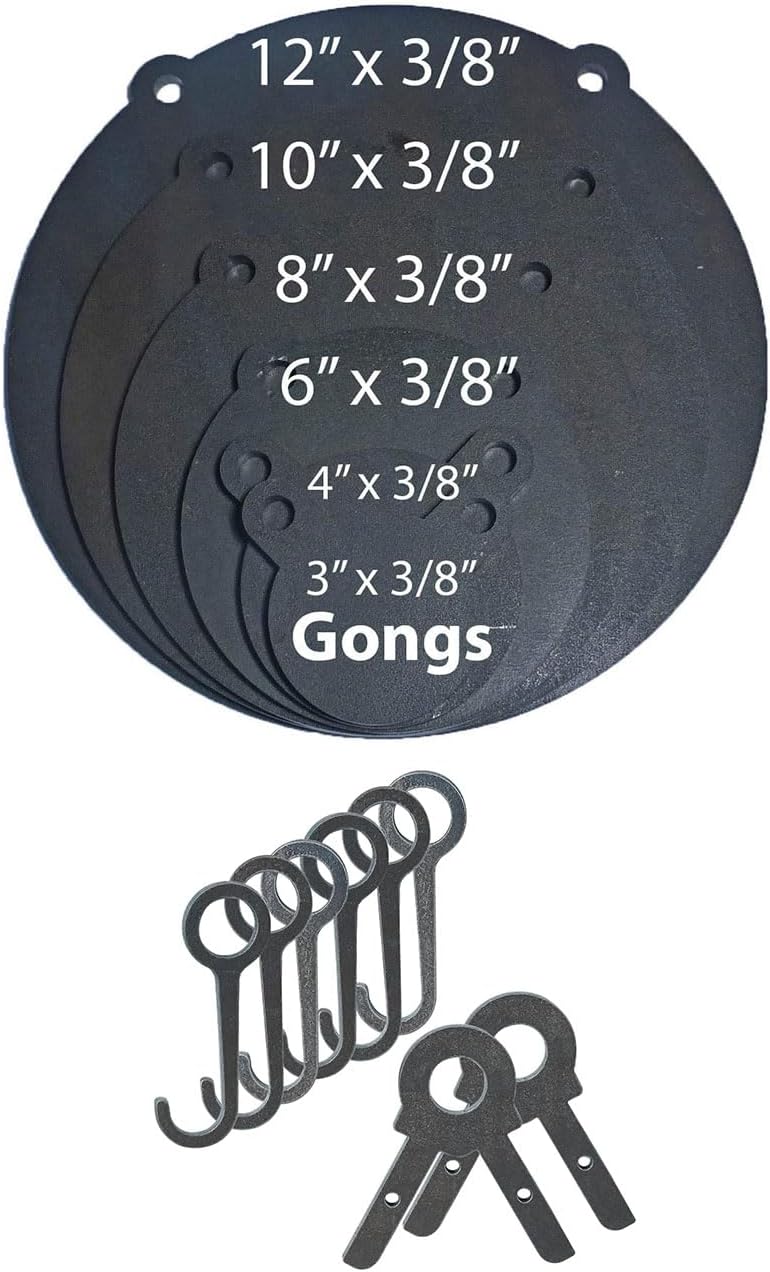 Tactical Scorpion Gear TSG-GGCB3 AR500 3/8" Steel Shooting Target Gong Laser Cut (3/8" AR500, 3", 4", 6", 8", 10 and 12" GONGS) & Accessories