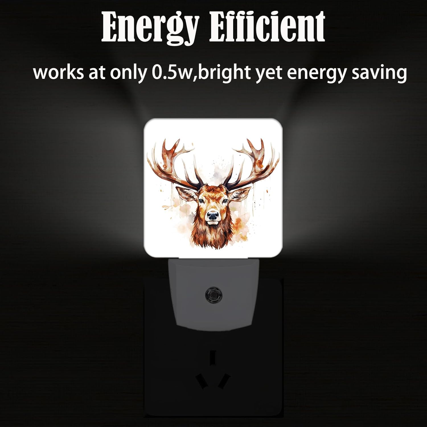 Watercolor Forest Deer Night Light,Plug-in Nightlights Auto Sensor Night Lamp Dusk-to-Dawn Lamp Home Decor for Nursery Children Girls Boys