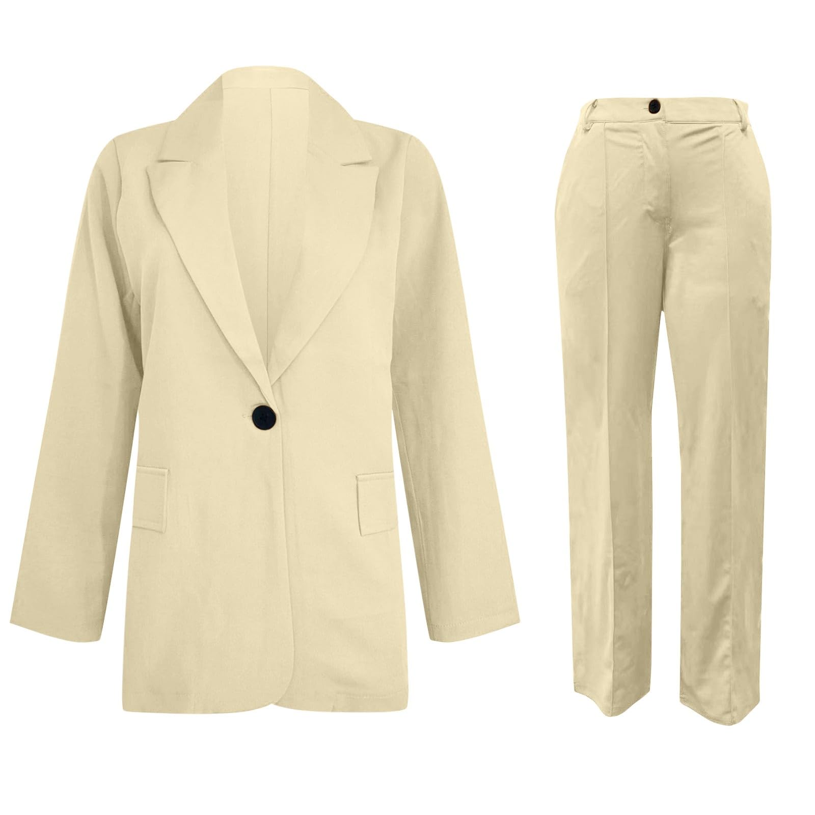 Genérico Traje de pantalón y Chaqueta para Mujer, con Cuello en V, de Manga Larga y con Bolsillos