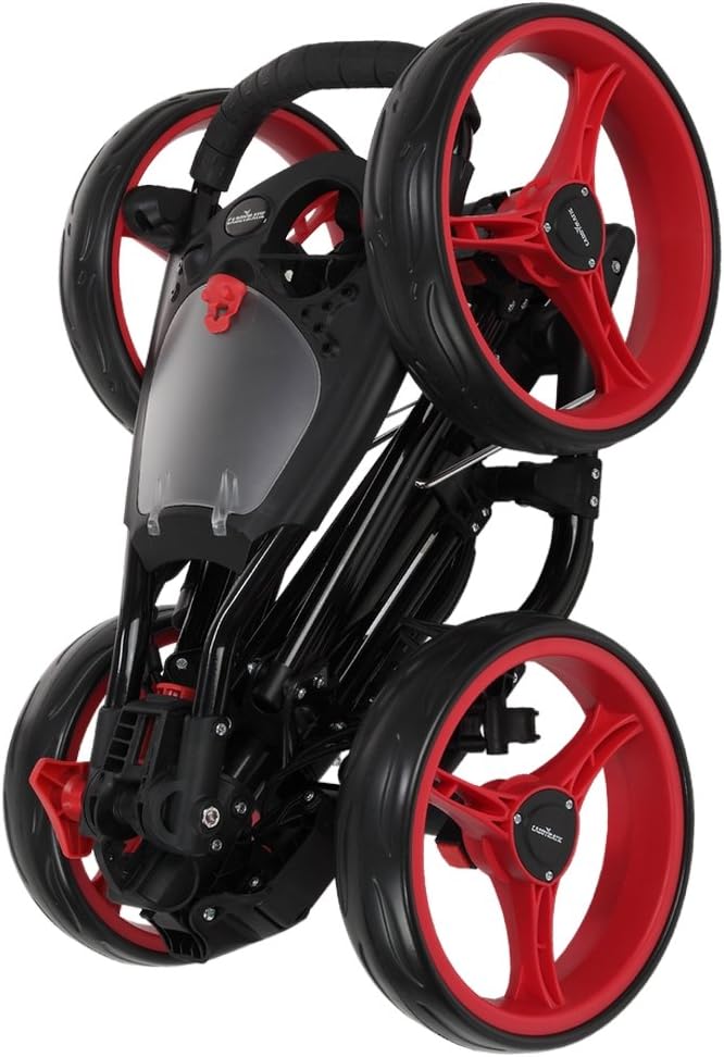 Golf Quad 4-Wheel Folding Golf Pull/Push Cart Black/Red