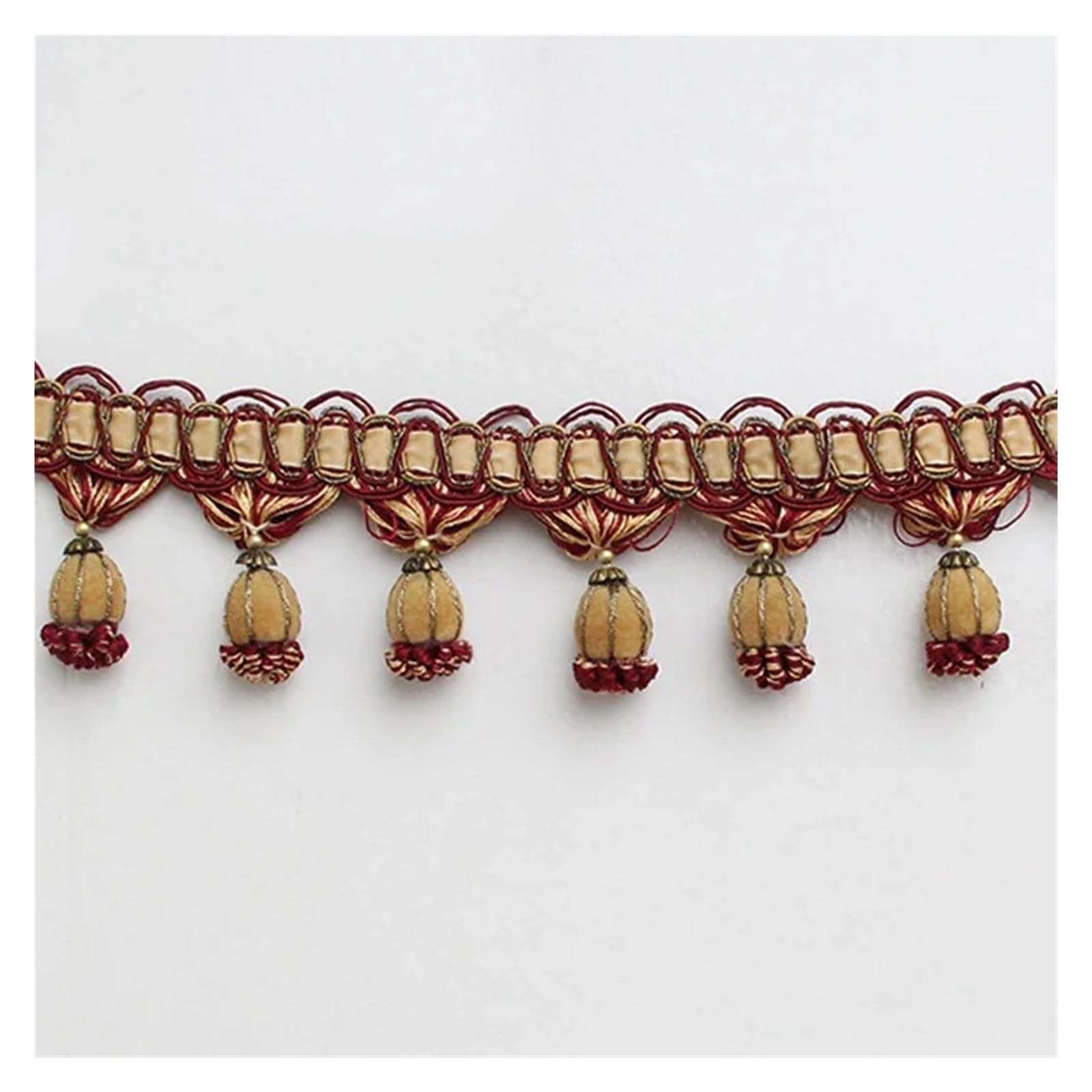 Rideau à franges de 8cm de large, 6 m/Lot, garniture en dentelle, pompon, for bricolage, vêtements, jupe, Textile de maison, tissu africain décoratif en dentelle wanglan(rouge)