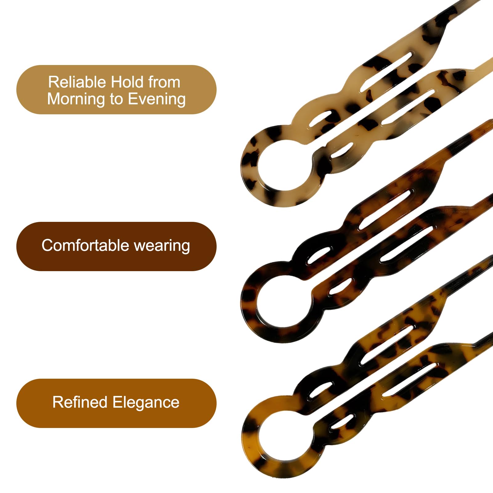 3pcs French Hair Pin,U Shaped Hair Pins,Hair Pins for Women,Not Easy to Bend and Fade,for Daily Wear,Weddings,Parties,Dances,Concerts or as Gifts(Dark Color + Light Color + Red Leopard Print) - Image 3