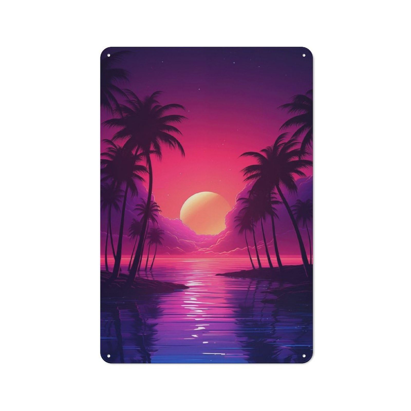 Junmoney Surreal Synthwave Oasis Rustic Tin Sign 30X20cm Featuring For Garage Wall, For Vintage Wall Decor Fans, For Home Office And Studio Walls