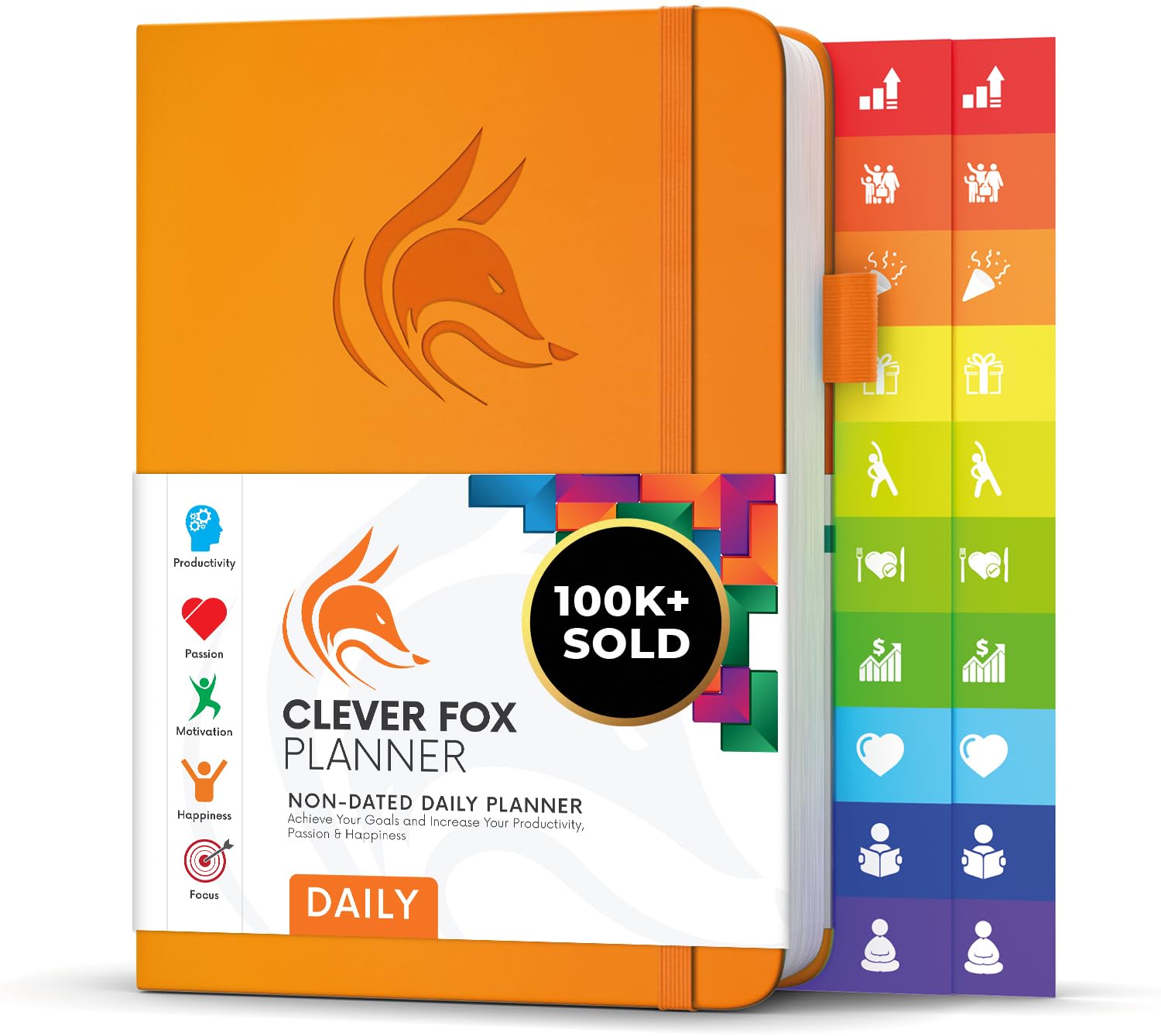 Clever Fox Daily Planner – Undated Planning Notebook with Hourly Schedule & To-Do List – Personal Day Task & Work Organizer, 6 Months (Orange)