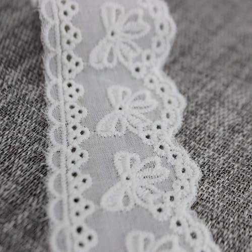 Miniatura 5 de IDONGCAI Cinta de algodón con ojales de encaje blanco para costura, tela para decoración del hogar (1.57 pulgadas de ancho)