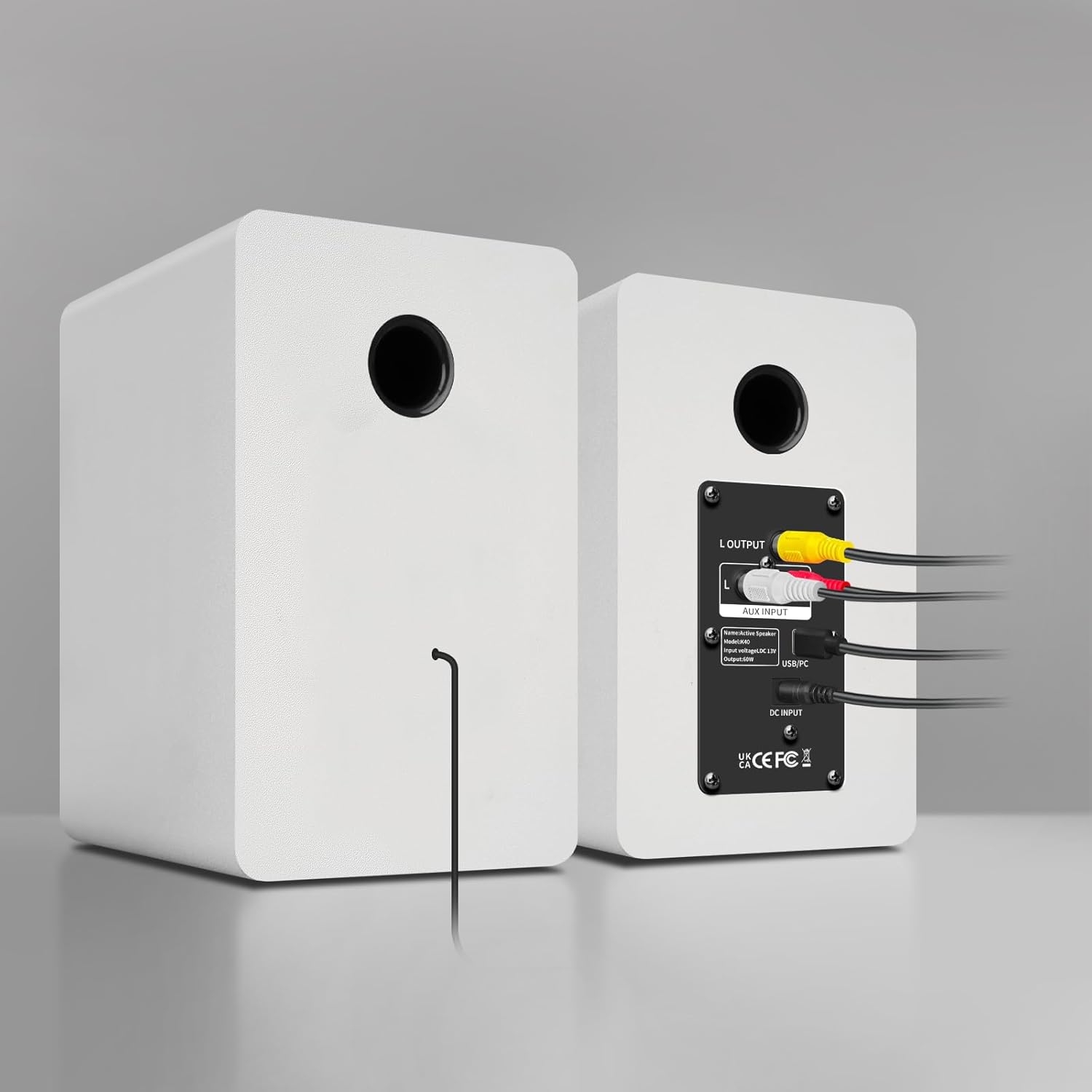 Computer Speakers for Desktop PC, Active Bookshelf Speaker with 3‘’ Carbon Fiber Woofer and Silk Film Tweeter ,Supports Bluetooth 5.3, USB-C, AUX/RCA Input for Record Player TV - White Stereo Set - Image 6