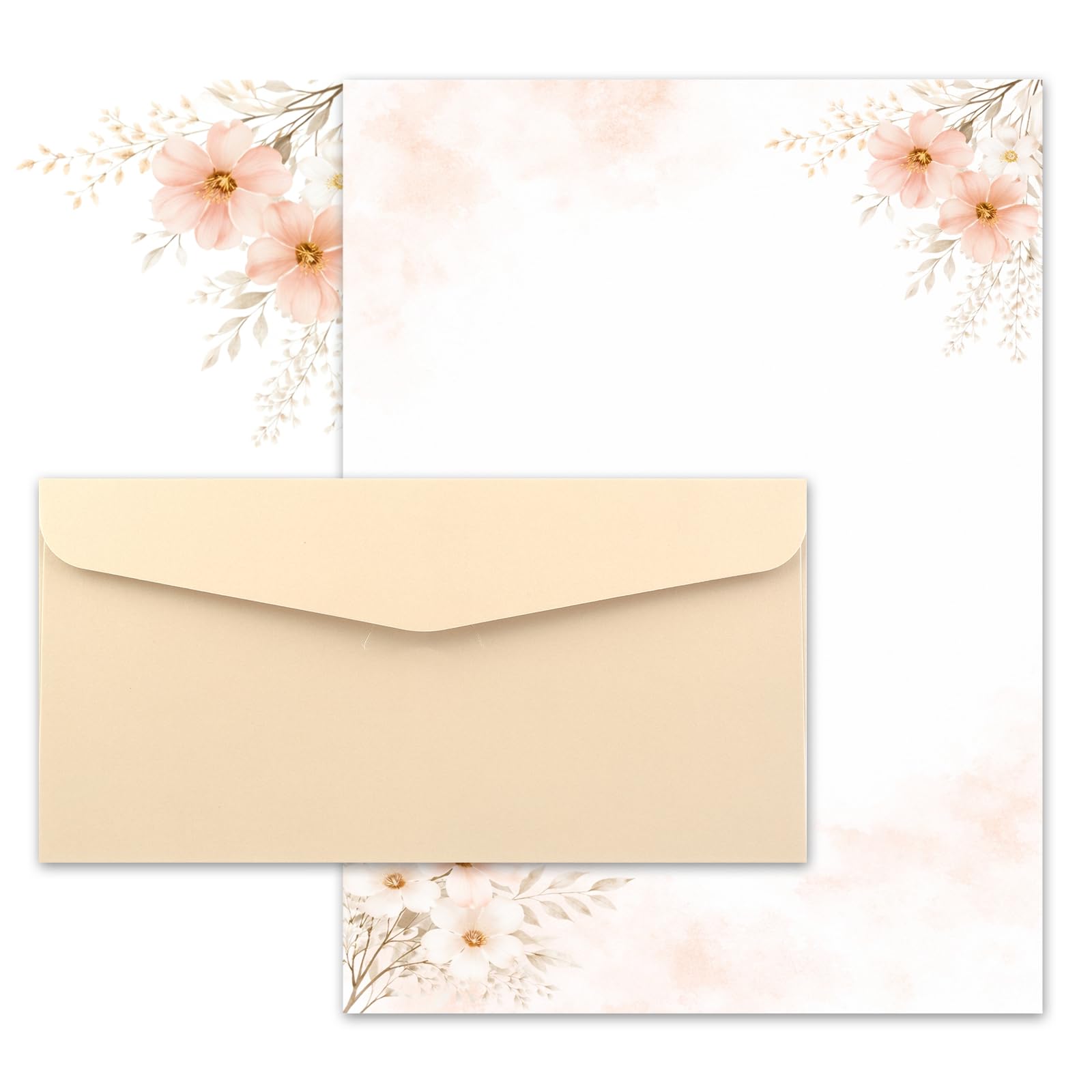 30 Pcs Floral Letter Writing Set, Elegant Letter Writing Paper and Envelopes Set, 20 Writing Paper with 10 Elegant DL Envelopes for Invitations, Letters and Presents