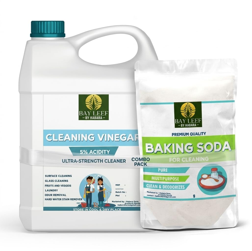 Bay leef Distilled white cleaning vinegar and Baking Soda for cleaning purpose Combo Pack (Vinegar 5% 1L & Baking soda 1kg) | baking soda and vinegar for cleaning-picture-14
