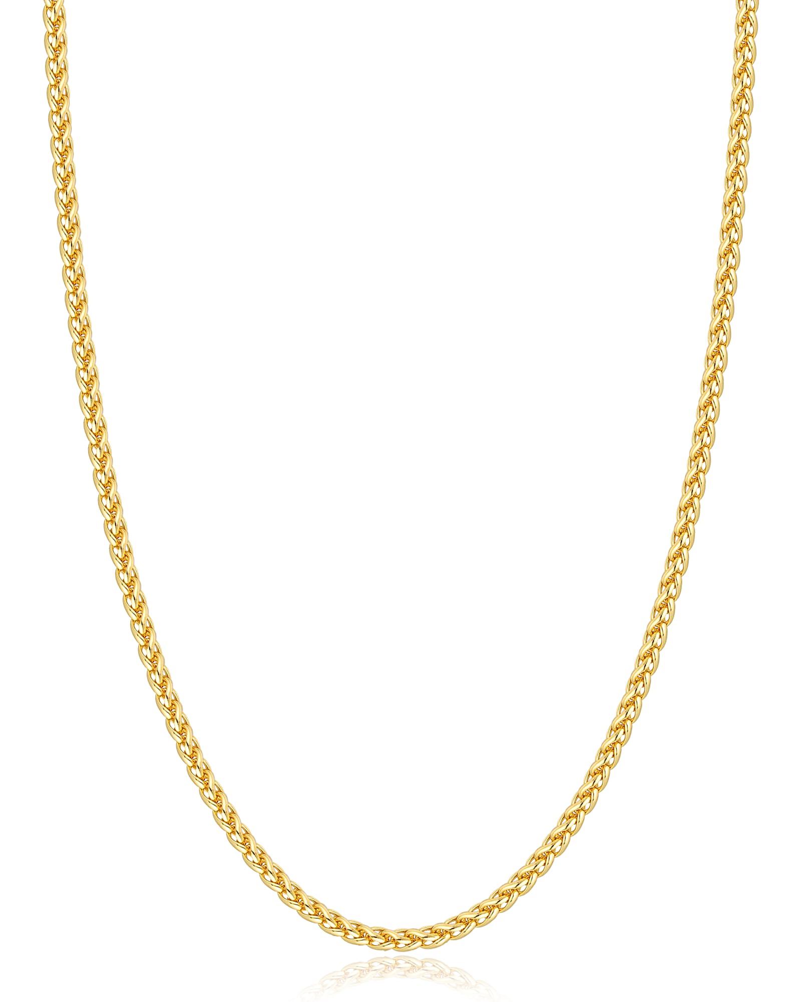JewlpireItalian Silver Wheat Chain/14k Gold Chain Necklace for Men, 2.5mm 3mm Chains for Men, Stainless Steel Necklace Chains for Men and Women, Mens Chain Necklace 16 18 20 22 24 26 Inch