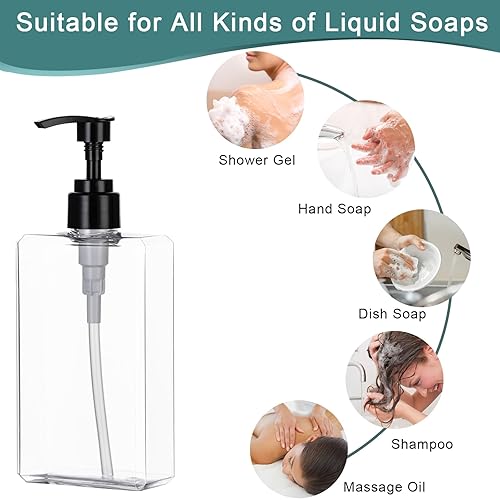 Miniatura 9 de Yebeauty Dispensador de botellas de 10 onzas, 10.1 fl oz, botellas vacías de plástico para champú, dispensador de jabón de ducha, recipientes