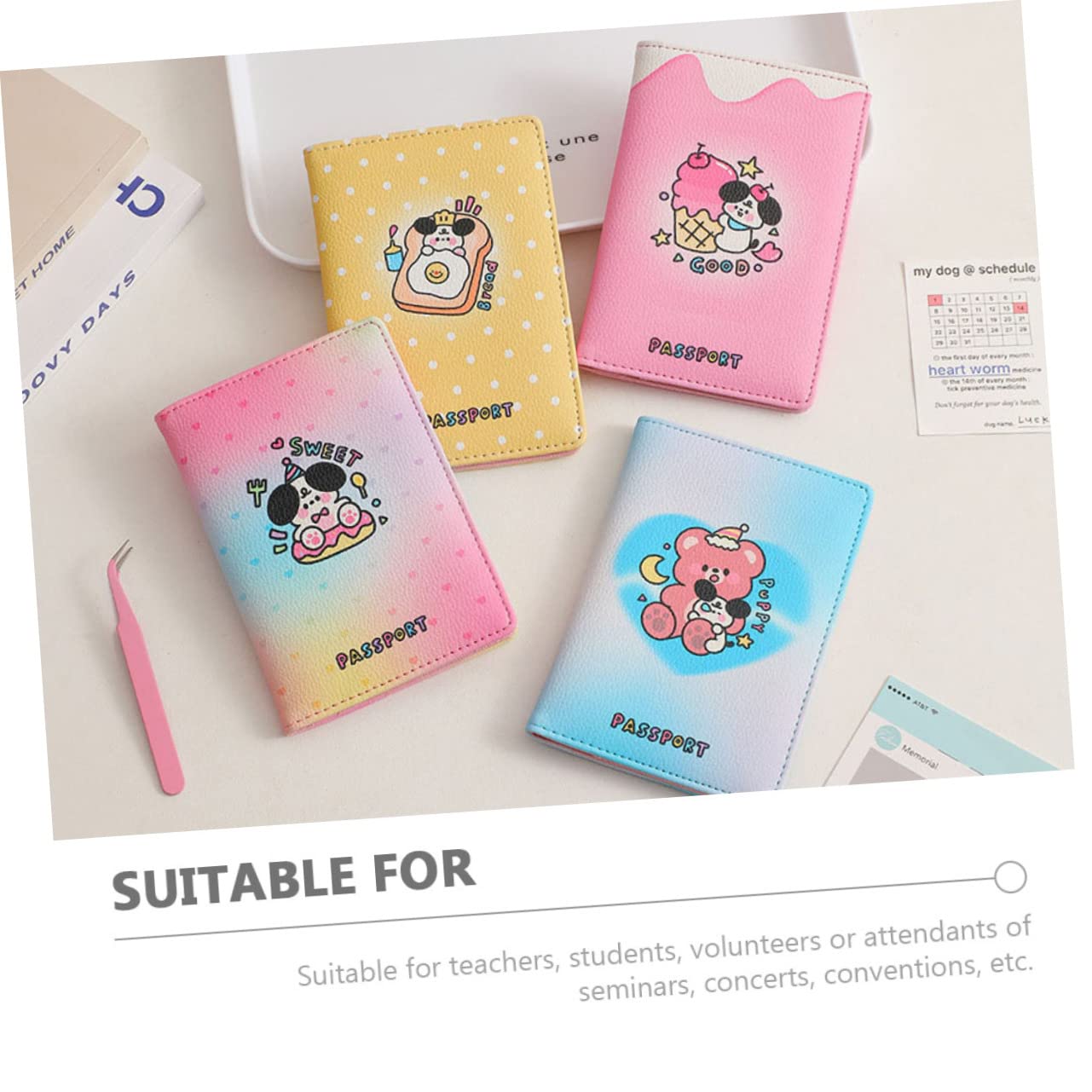 GALPADA 5piezas Funda De Pasaporte Amarilla Múltiples Compartimentos Organizador De Documentos para Viaje para Estudiantes y Uso Diario Compatible ID y Tarjetas De Crédito