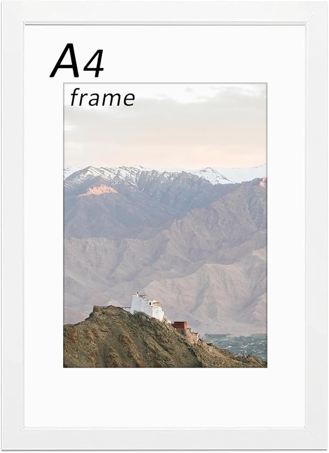 RUN HELIX A4 Frame 21x29.7 cm, White Wooden A4 Picture Frame, A4