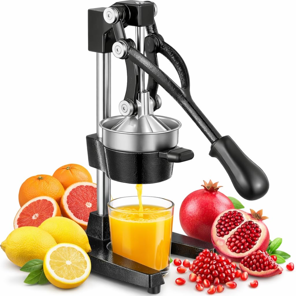 Cast Iron Juicer Cast Iron Juicer Hand Press Heavy Duty Peel-Free Juicing Professional Lemon Orange Pomegranate Squeezer Effortless