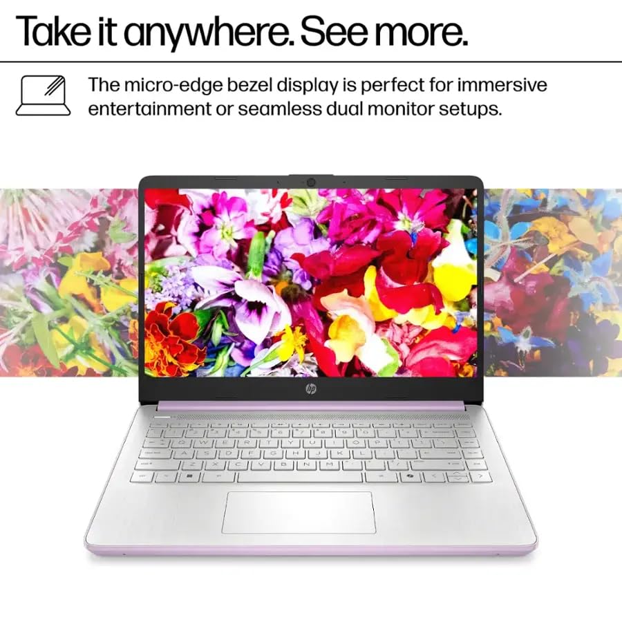 Image of HP 14 Laptop for Business and Students • 14 inch Anti-Glare Display • Intel 4-Core N150 Processor • Copilot AI • Windows 11 Pro • 16GB RAM • 128GB UFS • Wi-Fi 6 • Honey Lavender