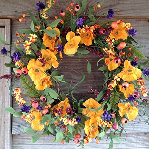 Flora Decor Orange & Purple Delight Wreath - 24