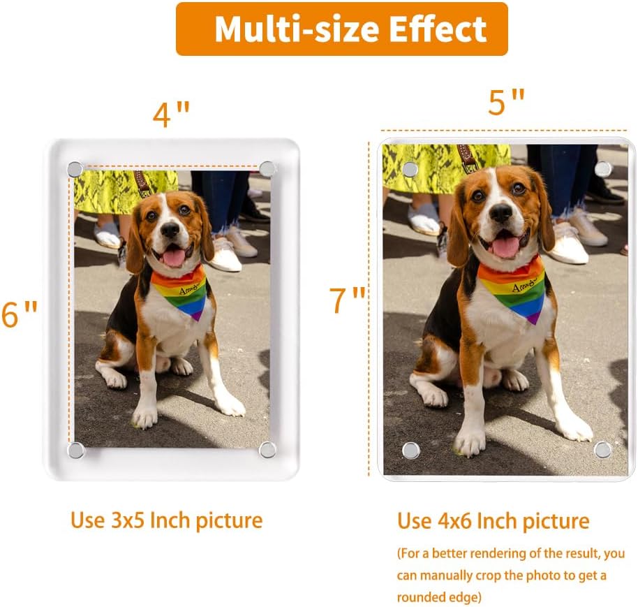 LIANHELILAI 4x6 Acrylic Magnetic Picture Frames Refrigerator, Clear Magnetic Fridge Photo Frame Compatible with Polaroid Camera Photos for Home/Kitchen Refrigerator/Locker/Cabinets/Wall, 6 Pack