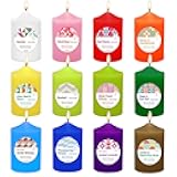 Home Scented Color Pillar Candles Set of12-2x3 inch - Dripless and Smokeless Large Pillar Candles, 20-Hours Long Burning Time Paraffin Candle for Dinner Table, Christmas and Home Deco