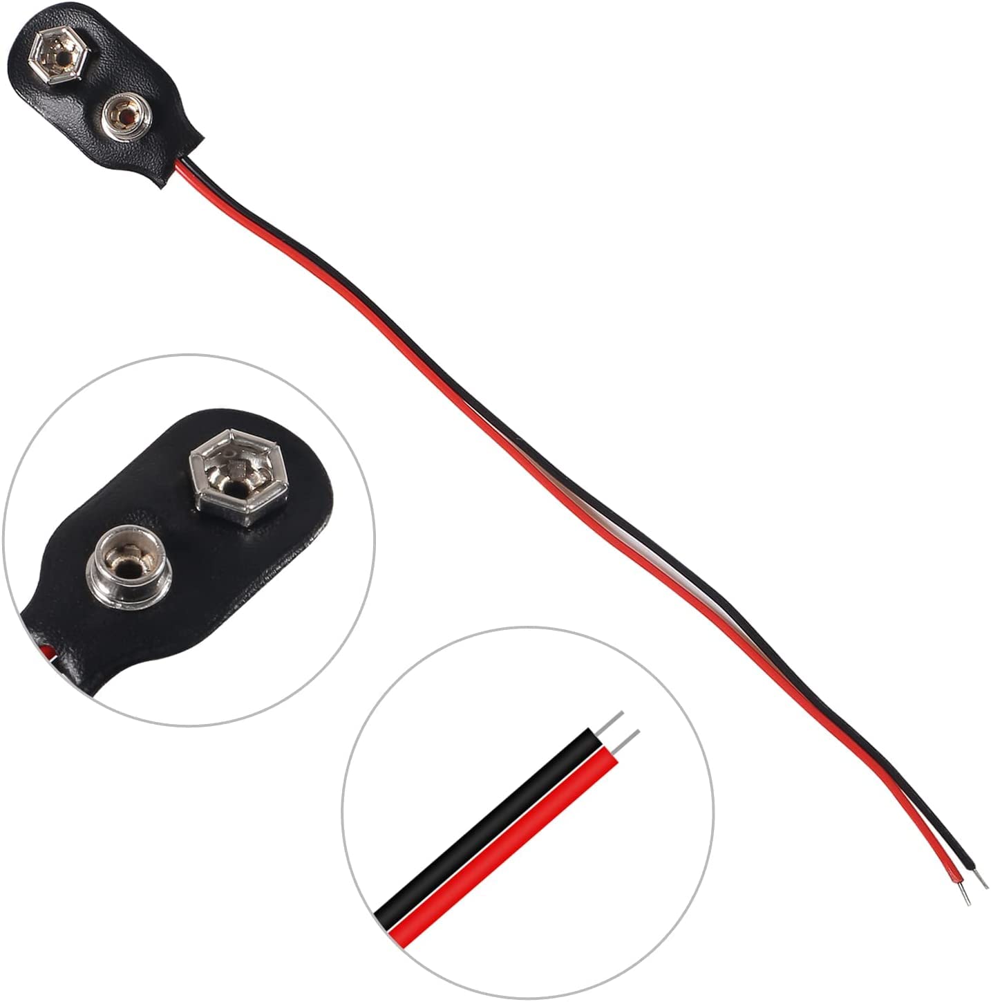 40 Connettori Clip Per Batteria 9V Tipo I E T Con Cavi Da 150 Mm + 10 Morsetti A Coccodrillo - 3