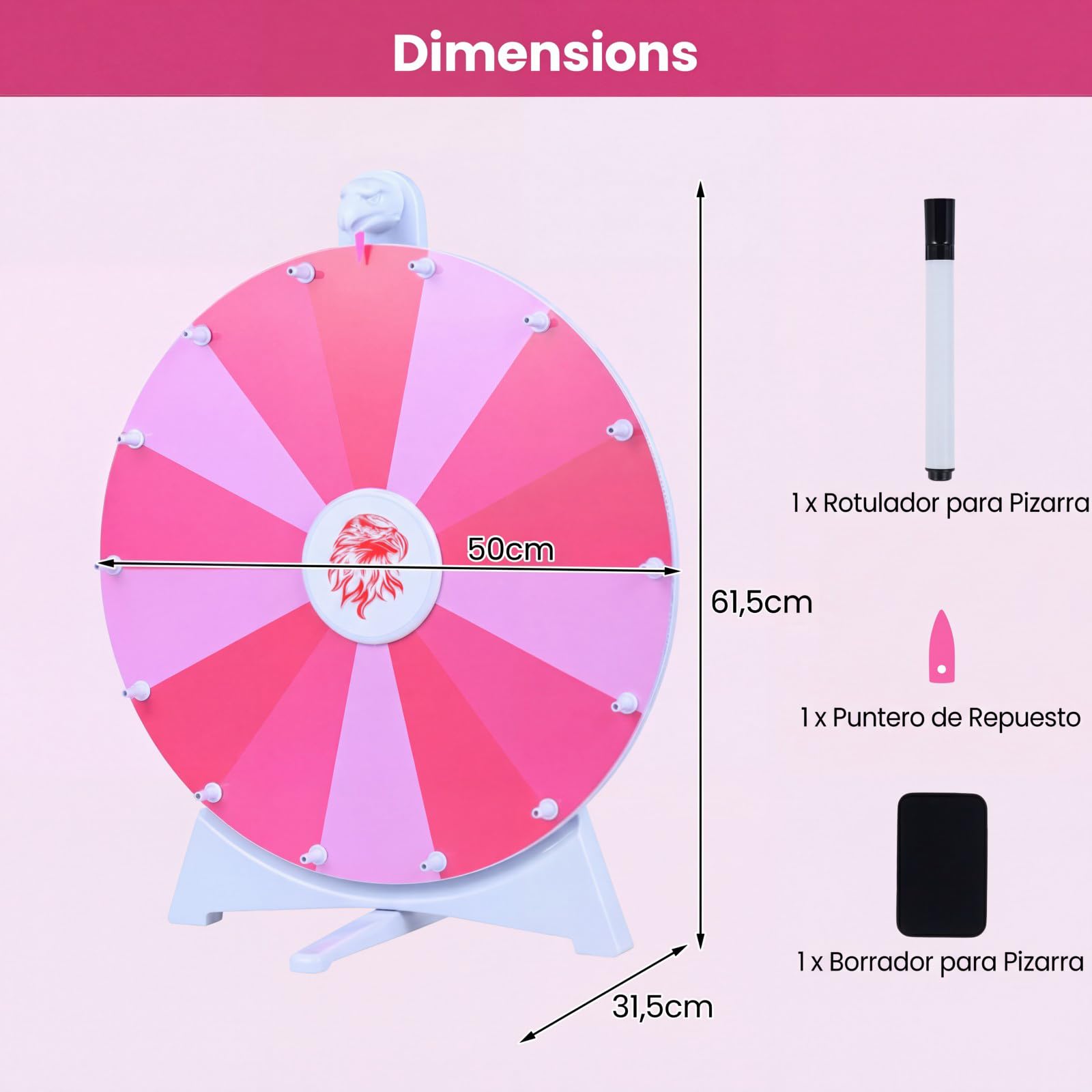 COSTWAY 20" Ruleta de Premios de Sobremesa con 14 Ranuras (Rosa)