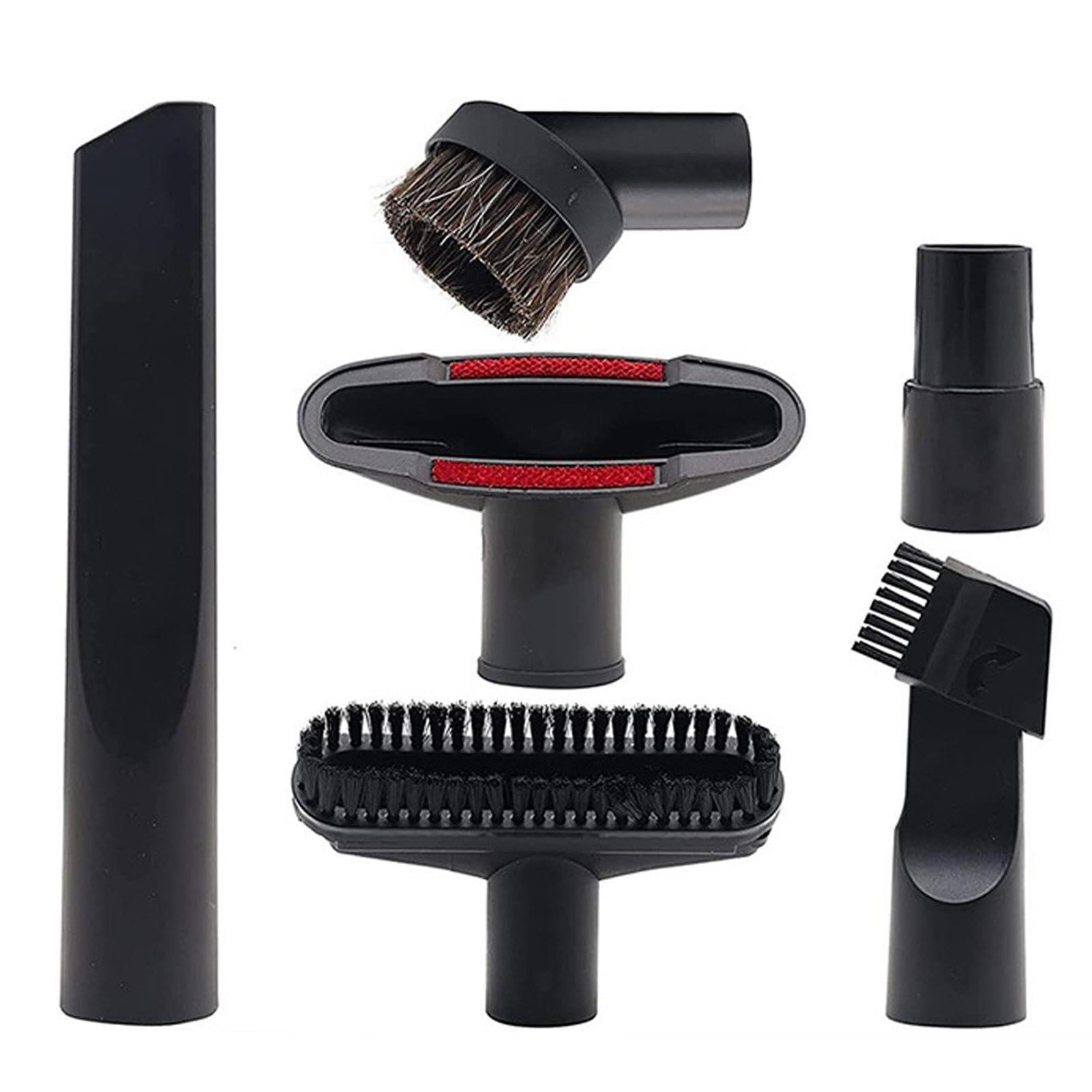 Harnovlis 6 Pcs Vacuum Cleaner Accessories Compatible with Karcher, Henry Hoover, Other Vacuums, PP Hair Combination Brush 2 in 1 Brush Long Flat Suction, Round Horsehair Brushes 35mm to 32mm Adapter