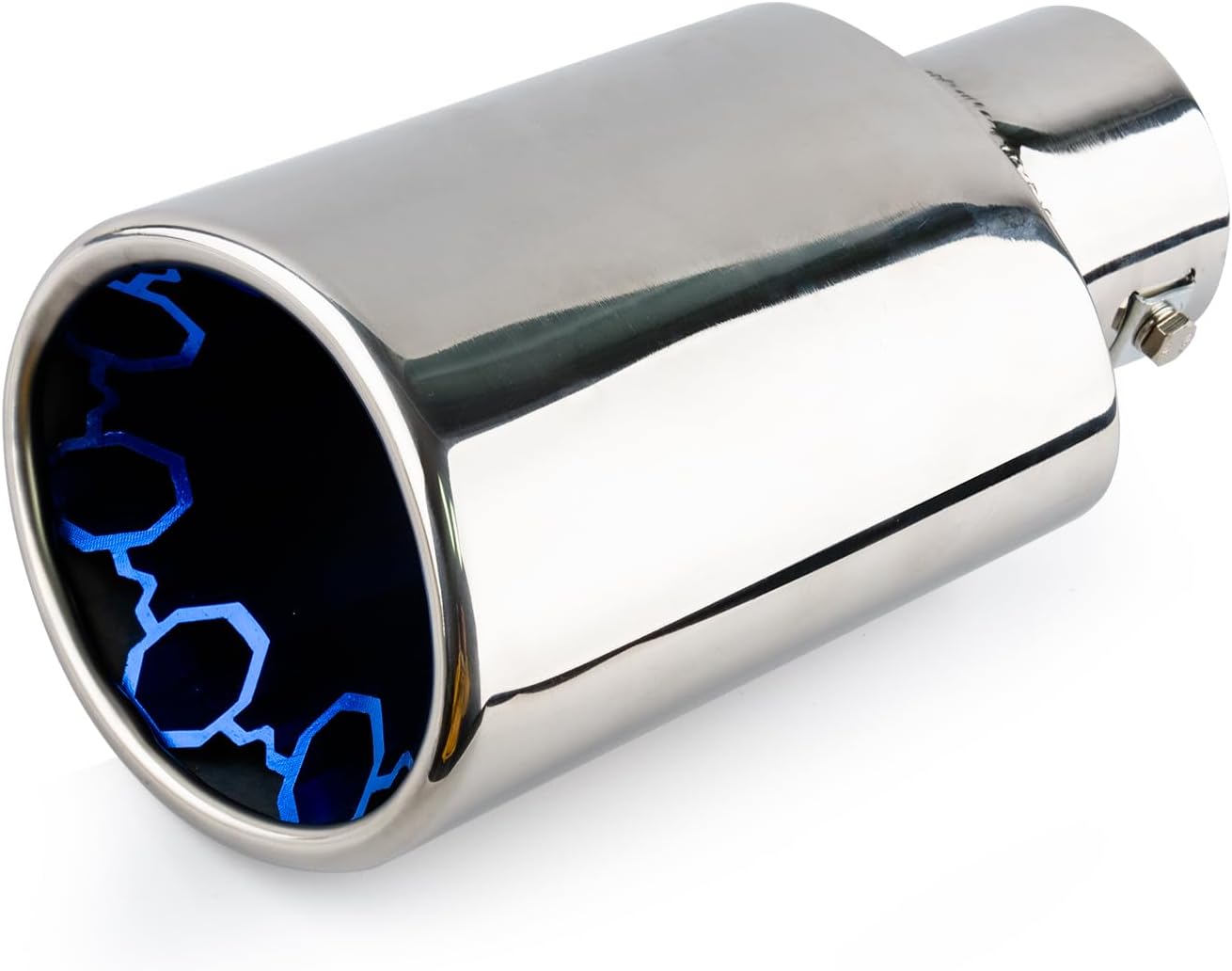 RP Remarkable Power, 2.5 to 8.27 Inch Exhaust Tip Diesel, 2.5" Inlet 4.7" Outlet 8.27" Length, Chrome Polished Rolled Edge, Muffler Stainless Steel Bolt-on, Red Inside Tailpipe