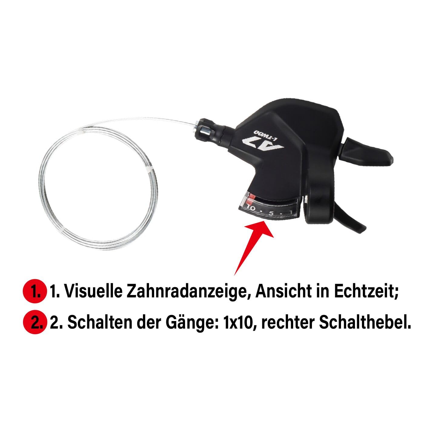 Schaltwerk 10 Fach für Shimano/sram，Schalthebel 10Fach Rechts, Fahrrad Schaltung 10 Fach Set für MTB/Rennrad/Mountain Bike.