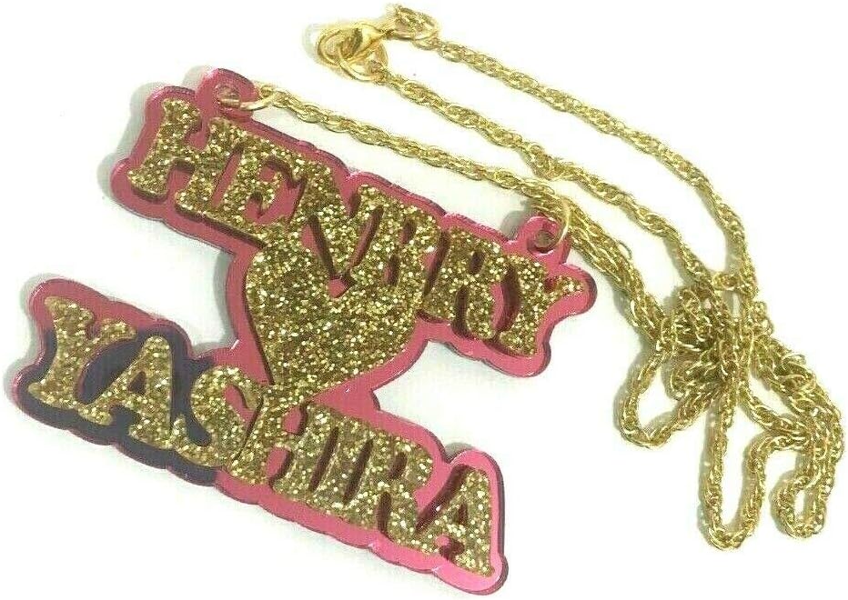 Couple Name Plate Custom Necklace Nameplate Laser Cut Personalized, Diamond Look Letters Color Choice Back, Quality Gold or Silver Chain and Letters Made To Order Any Name - Dazzling and Stunning!
